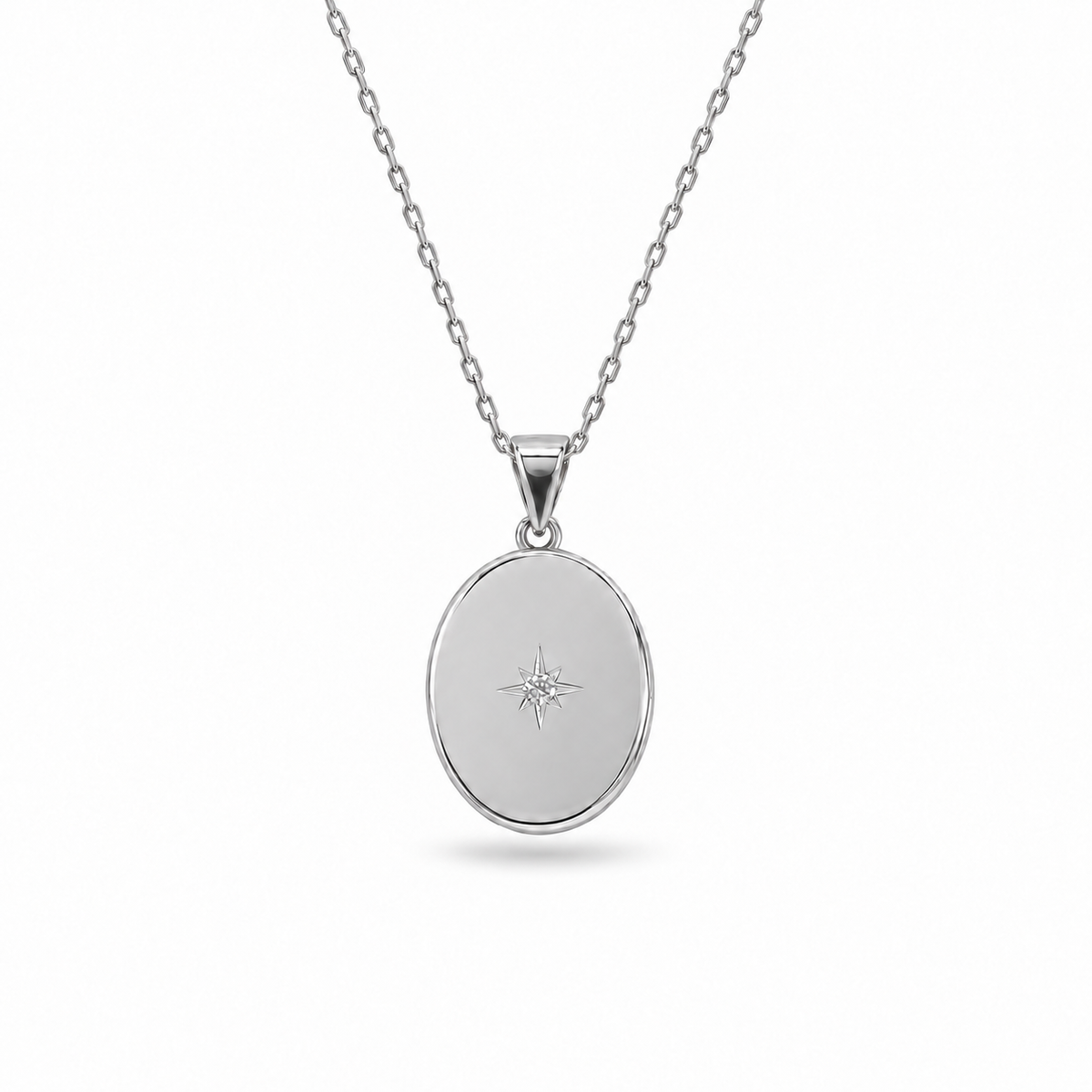 Starlight Oval Locket 925 Sterling Silver Necklace
