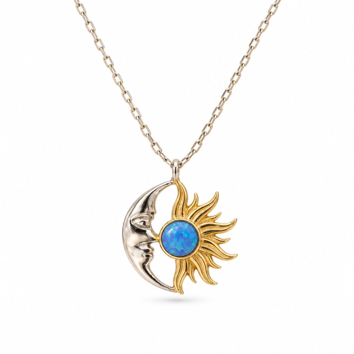 Eclipse Sun & Moon 925 Sterling Silver Necklace
