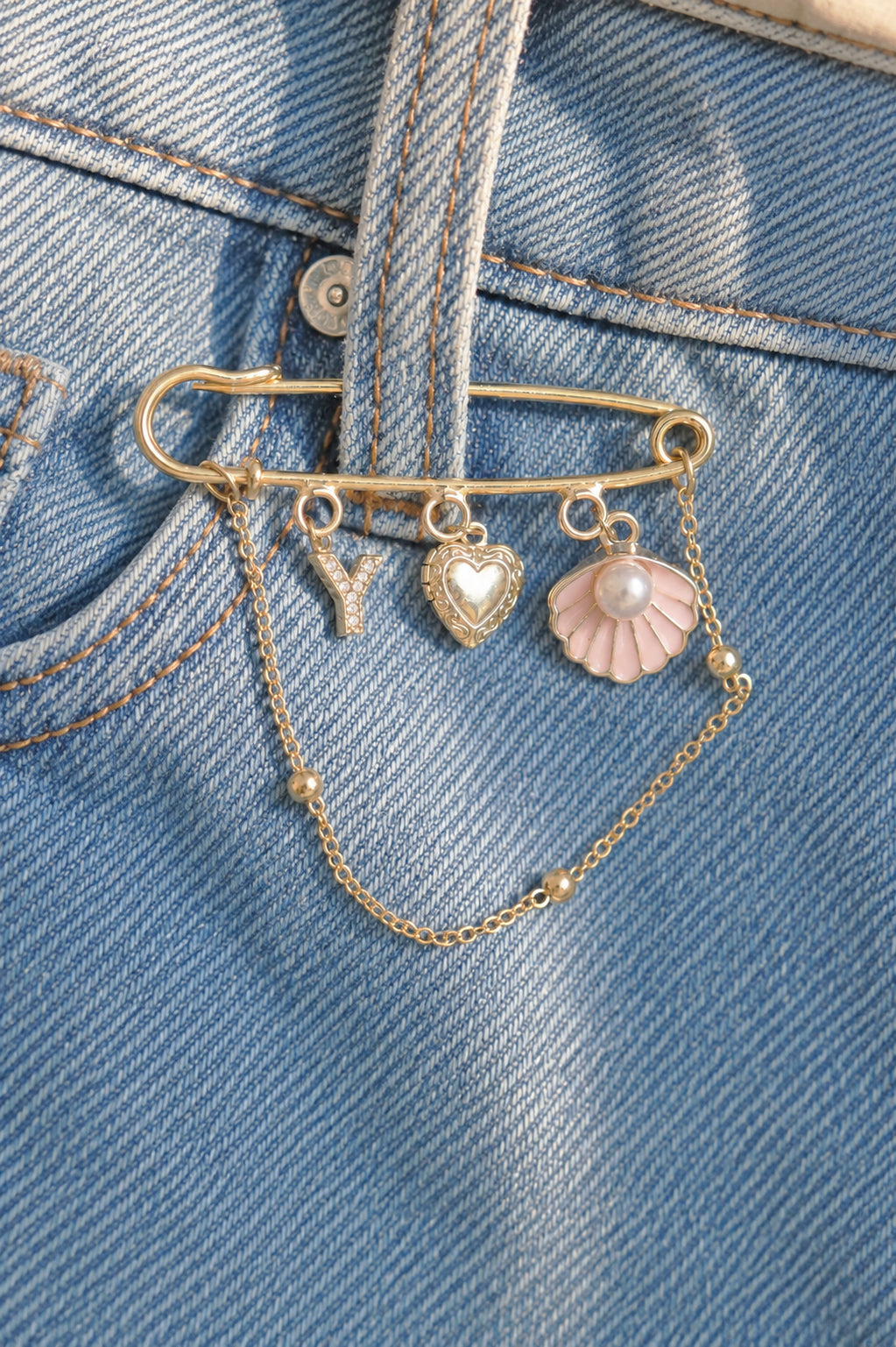 Custom Charm Safety Pin Brooch
