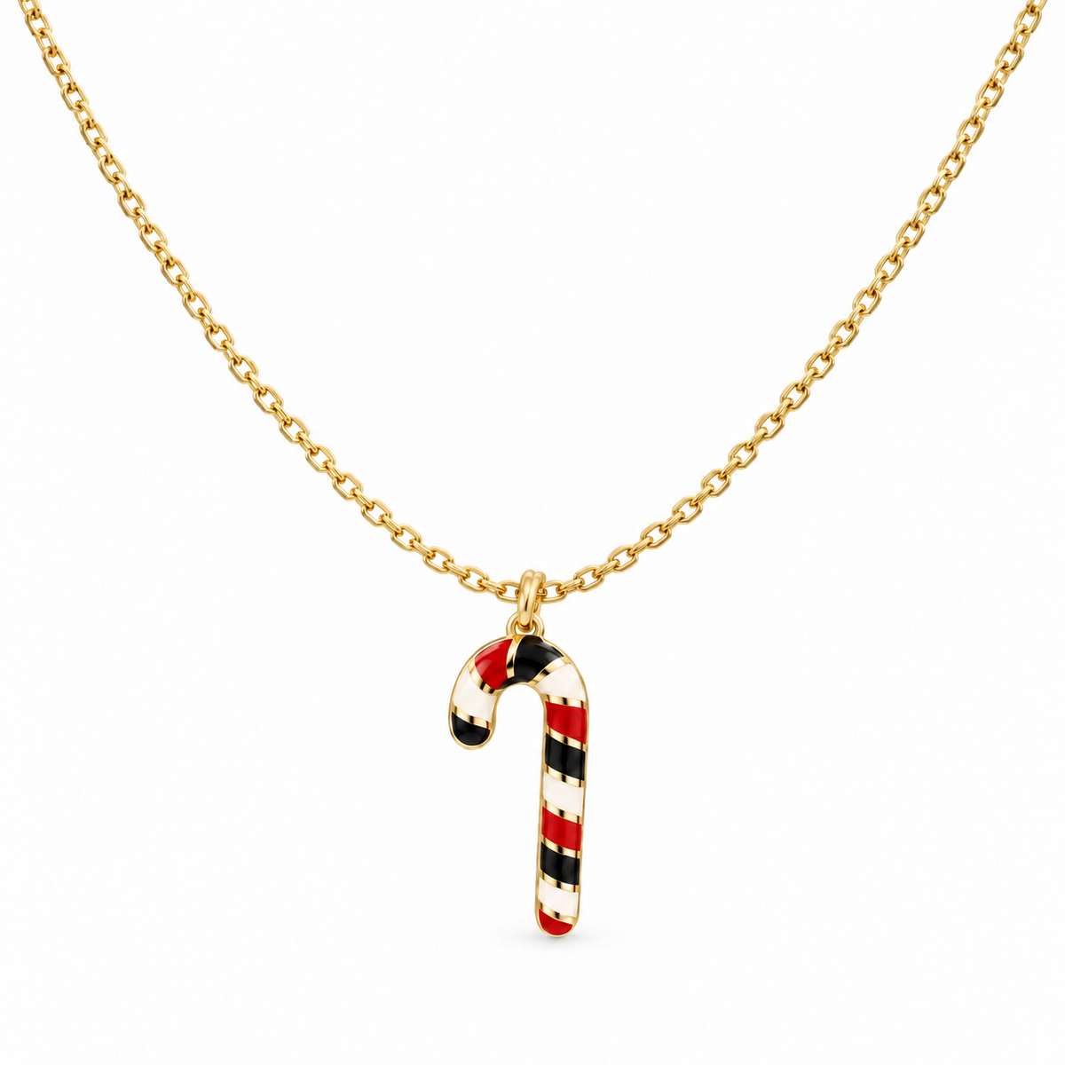 Candy Cane 925 Sterling Silver Necklace