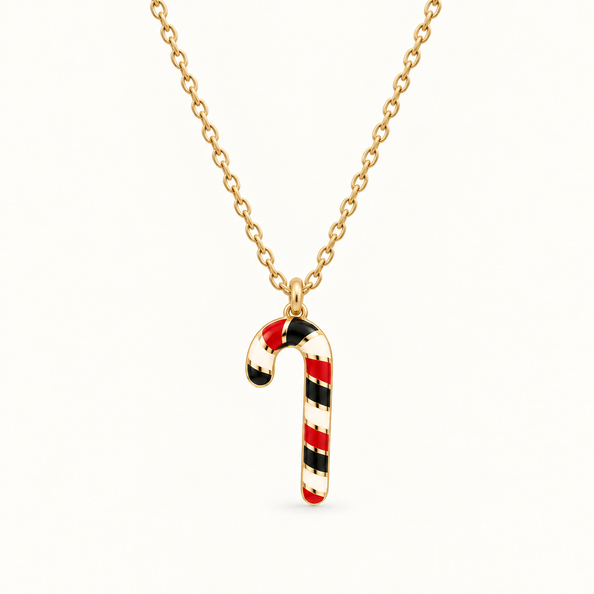 Candy Cane 925 Sterling Silver Necklace