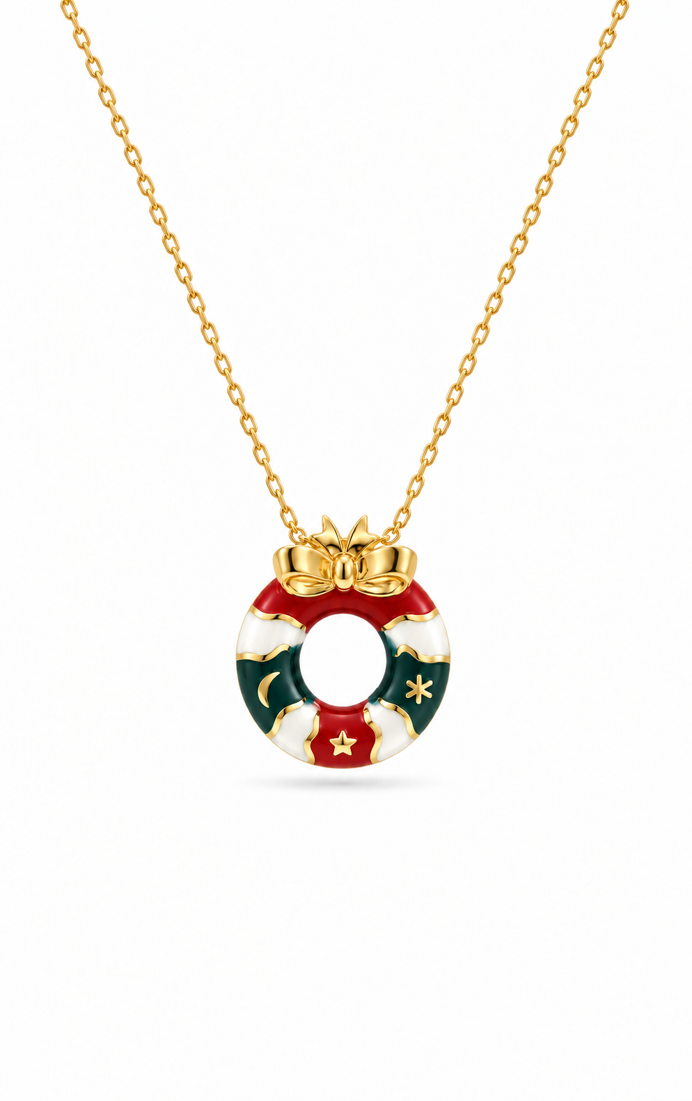 Christmas Wreath 925 Sterling Silver Necklace