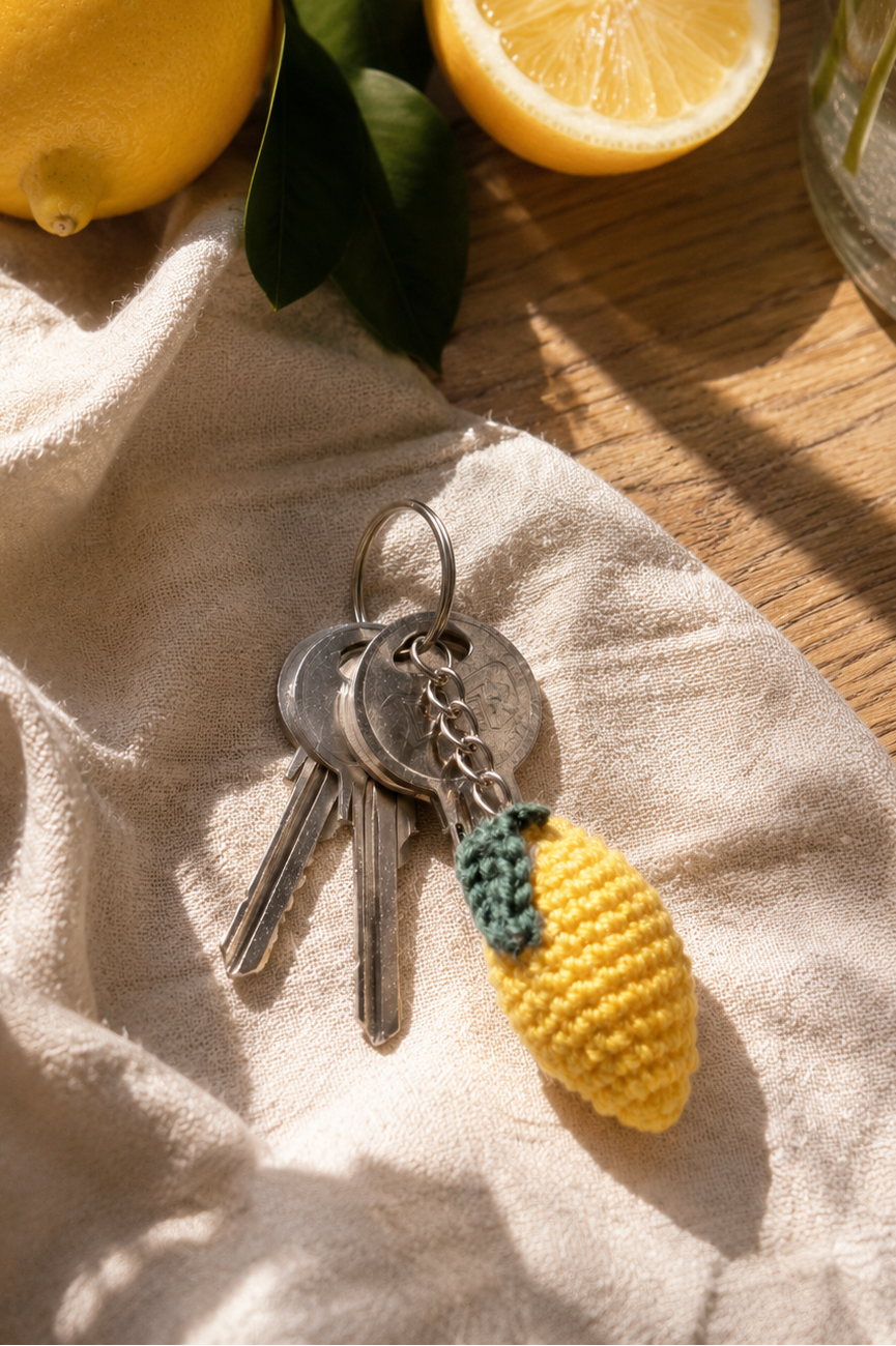 Little Lemon Crochet Keychain