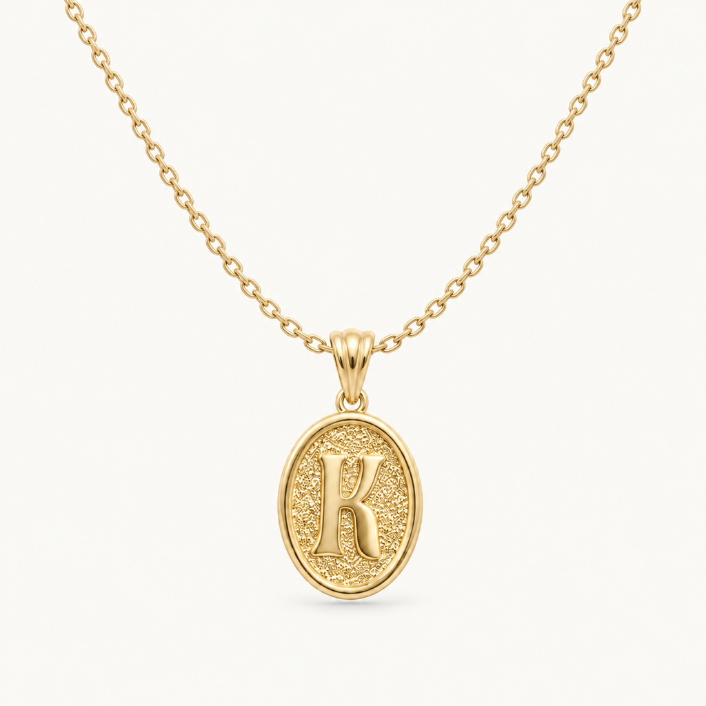 Oval Initial 925 Sterling Silver Necklace